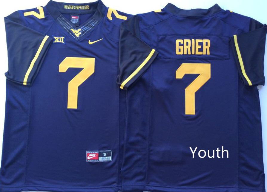 NCAA Youth West Virginia Mountaineers Blue 7 GRIER jerseys